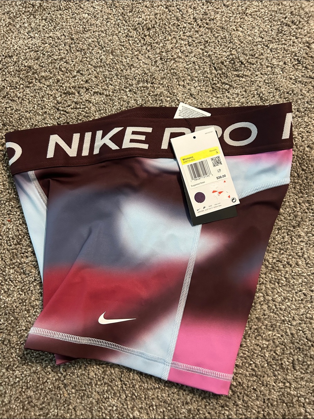 Nike Pro Women's Ombre Maroon Pink Athletic Shorts